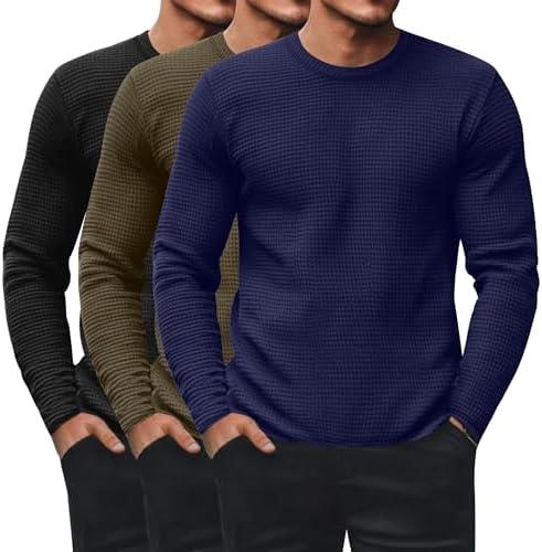 Men's Classic Fit Waffle-Knit Heavy Thermal Shirt (XL, Navy) at